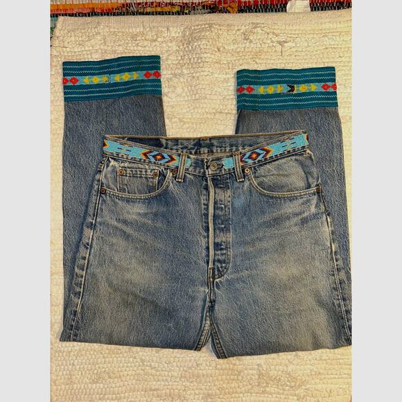 VINTAGE 90's BUZZ 18 BEADED LEVI'S 501 JEANS UNISEX! - Picture 1 of 11